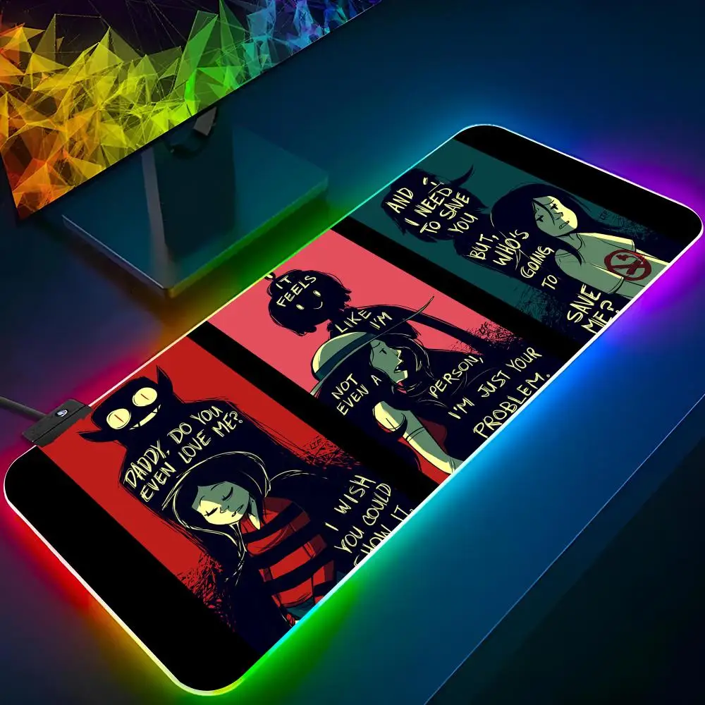 Adventure Time  Mouse Pad RGB Pc Gamer Keyboard LED Glowing  Rubber Gaming Computer Mause pads Cute Cartoon Gaming Computer csgo