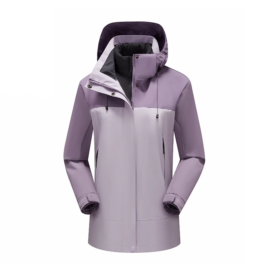 سترة نسائية مقاومة للرياح مقاومة للماء 2025 ملابس خارجية شتوية جديدة واقية عصرية متعددة الاستخدامات للتنقل معطف 2 في 1