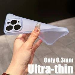 0.3mm Ultra Thin Matte Case For iPhone 16 15 14 13 12 11 Pro Max Plus Mini Silicone Soft Candy Color Transparent Cover Luxury