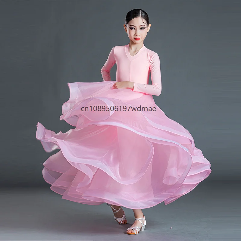 

Mädchen Ballroom Modern Dance Clothes V-Neck Waltz Dancing Competition Dancewear National Tango Standard Dance Stage Costume