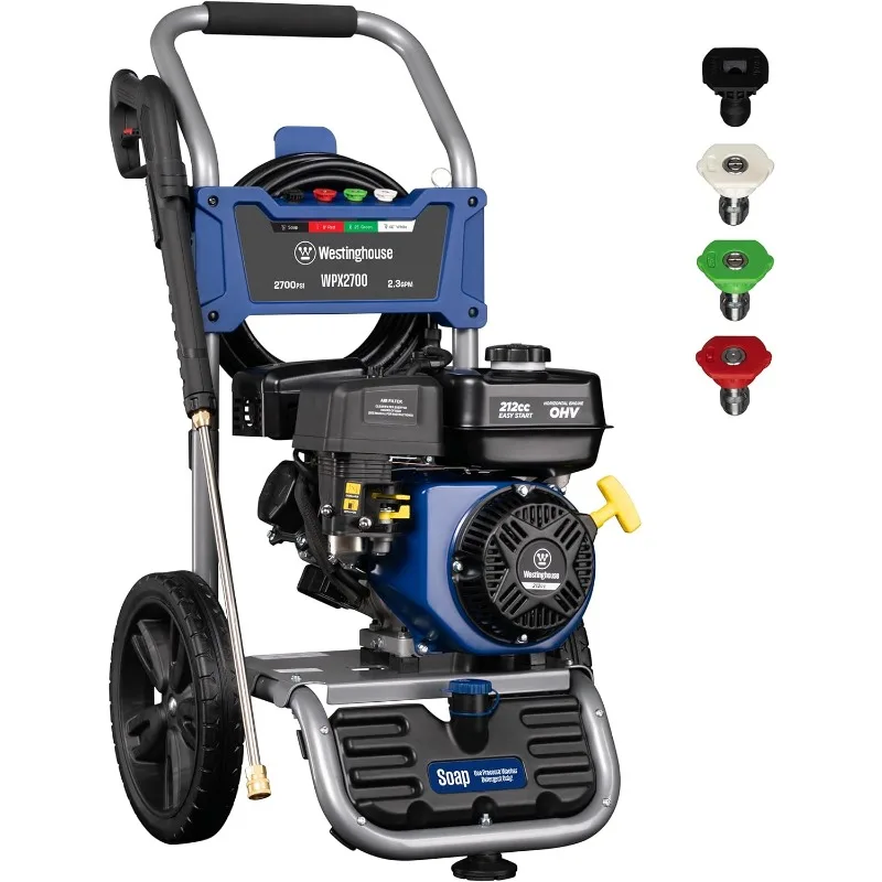 

Газовая мойка WPX2700, 2700 PSI и 2,3 Max GPM, встроенный резервуар для мыла, пистолет-распылитель и палочка, набор из 4 насадок