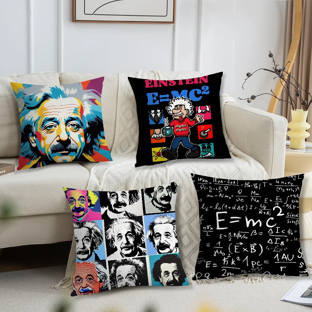 Art Math Pillow Case Sofa Living Room Bedroom Headboard Backrest Cushion Square Cushion A-Albert E-Einstein Nap Time