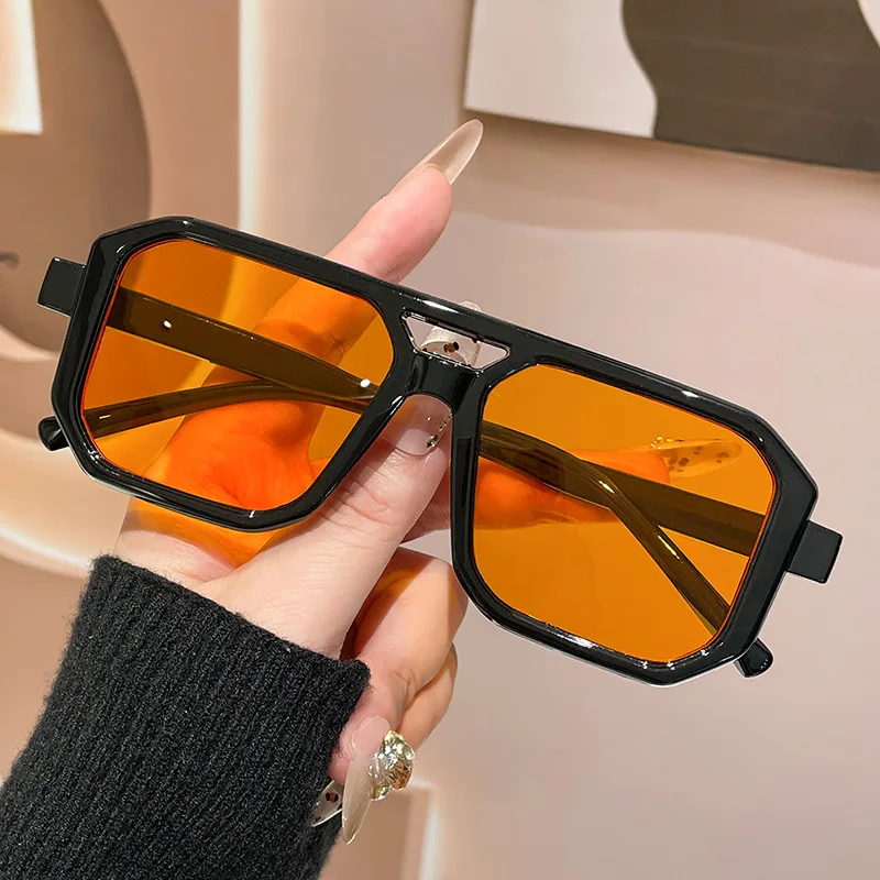 5pcs Retro Square Double Beam Sunglasses Men Women High Quality Outdoor Travel Ultraviolet Protection Sun Glasses UV400 Eyewear