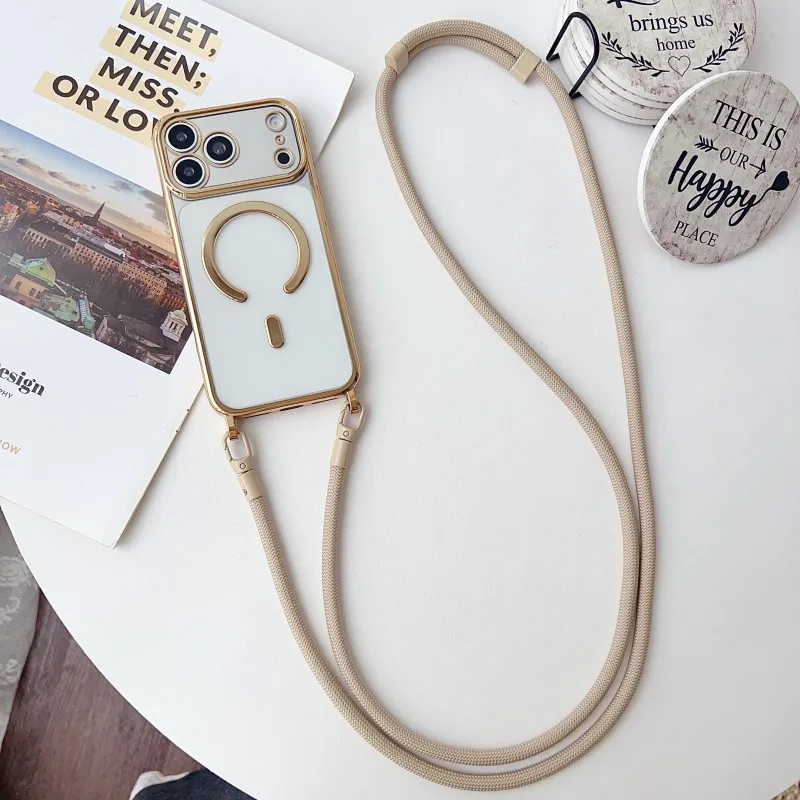 Magnetische Handyhülle mit Trageband für iPhone 17 Pro Max 18 14 13 15 16 Plus, Original Stoßfeste Crossbody-Halsband-Hülle, Weiche Transparente Abdeckung – Detail 10