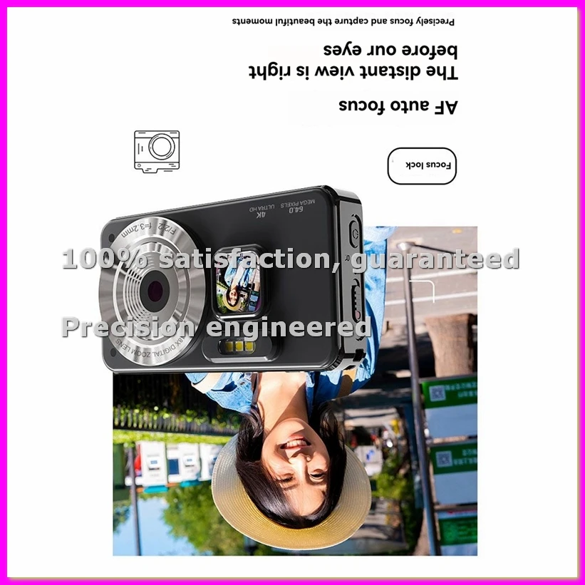 Children'S Digital Camera Black 4K 30fps HD Video Recorder Fill Lights 2000mAh Long Time Recording Type-C OTG Function-ELEC