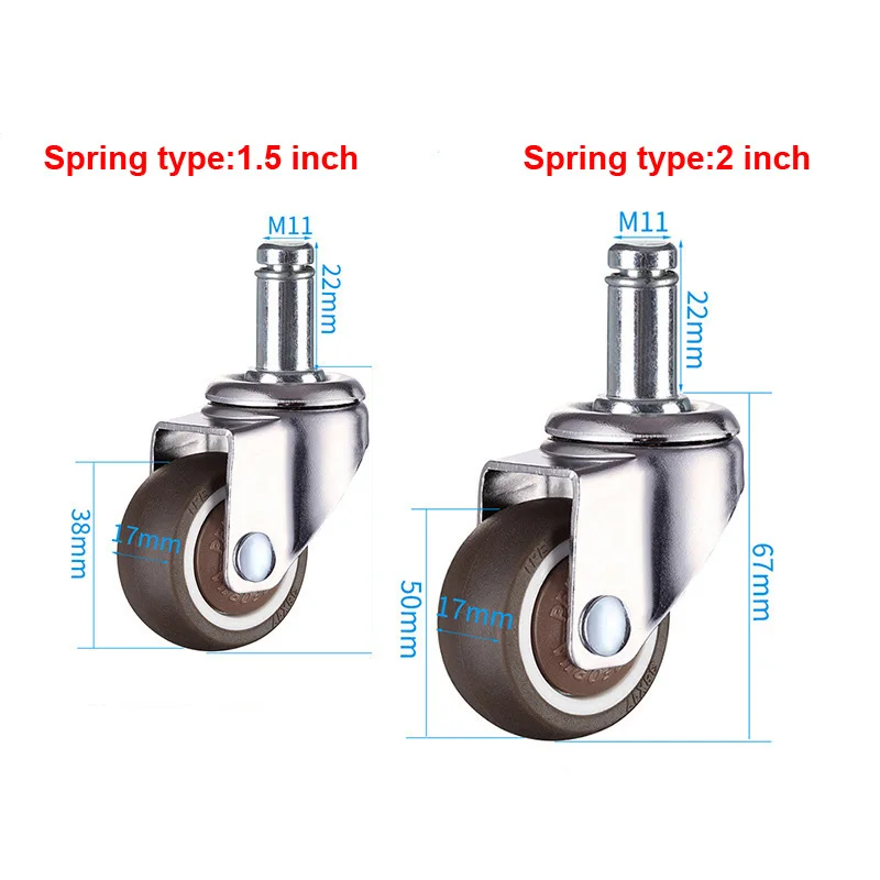 5Pcs Plug in Swivel Caster Wheels Dia 50mm Soft Rubber TPE Caster Wheels for Replacement Office Chair Caster Furniture Wheel