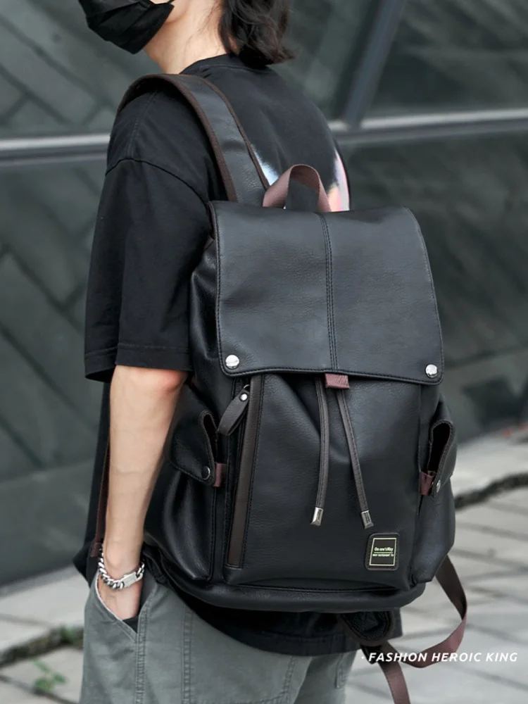 

Fashion PU leather men's Backpack travel bags schoolbags casual men's trendy computer backpacks business outdoor Backpack