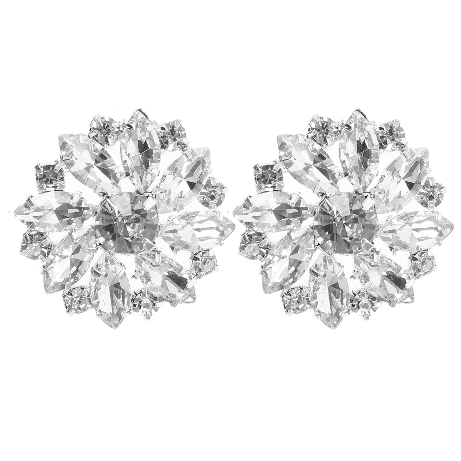 

2pcs Rhinestone Buckle Buttons White Decorative Bride Wedding Shoe Clips Sewing Craft Accessories Metal Shiny