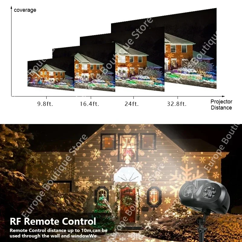 Luces de proyector de copo de nieve de Navidad resaltan la nieve LED dinámica caída de nieve de Navidad IP65 iluminación de foco de nevadas impermeable