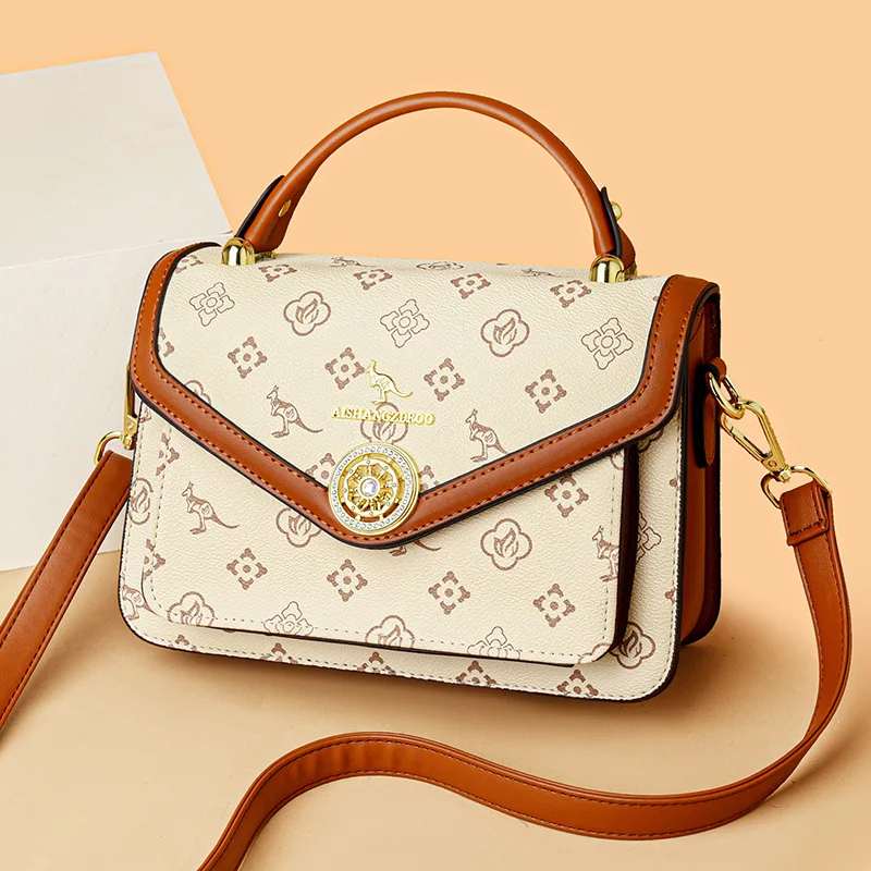 

2025 Luxury Printed Cylinder Bag for Women - Stylish Spacious Crossbody Tote with Chain Strap, Fashionable Middle-Age Handbag