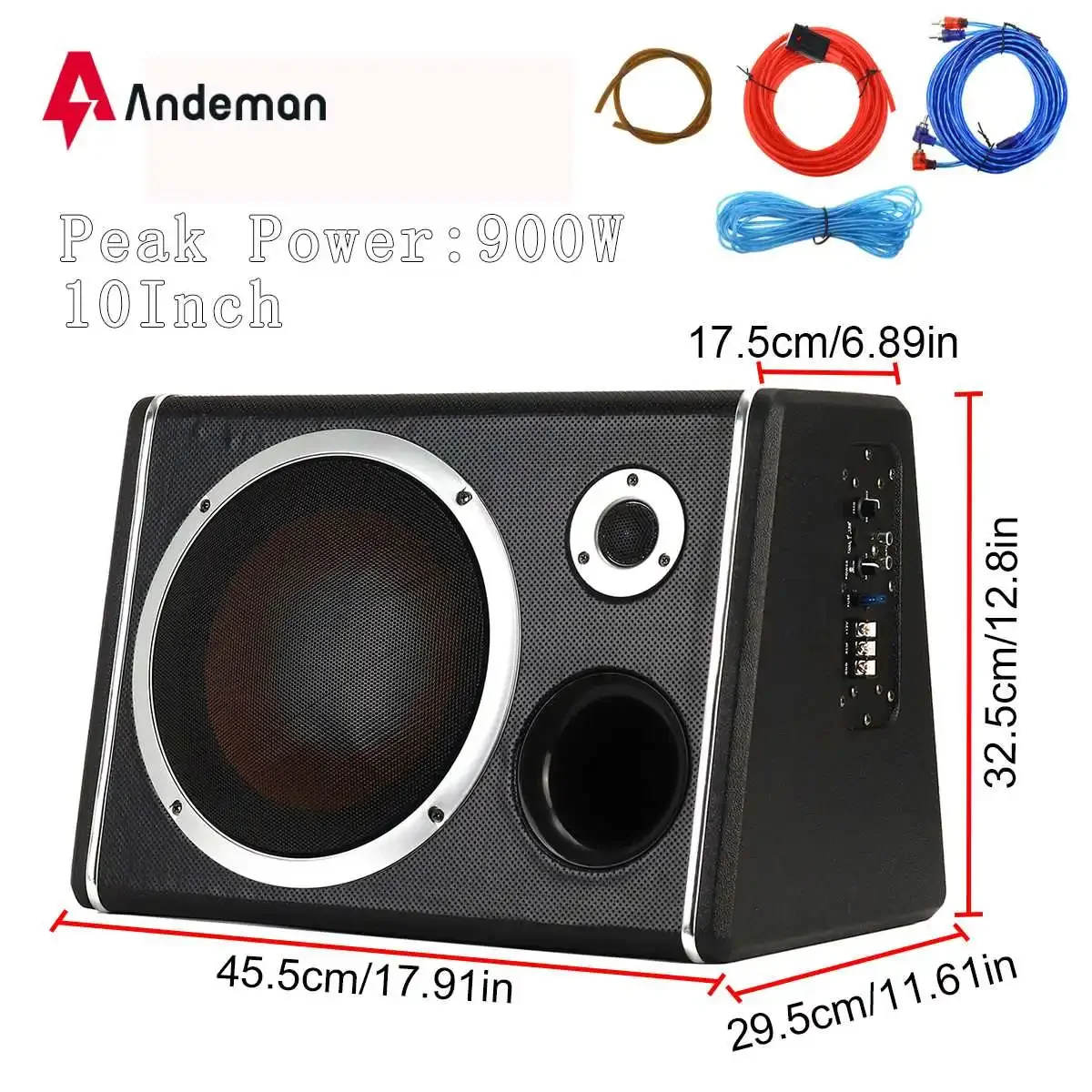 10inch 900W Car Subwoofer HIFI Slim Under-Seat Bass Powered Car Speaker Subwoofer Power Amplifier Speaker Audio Processor