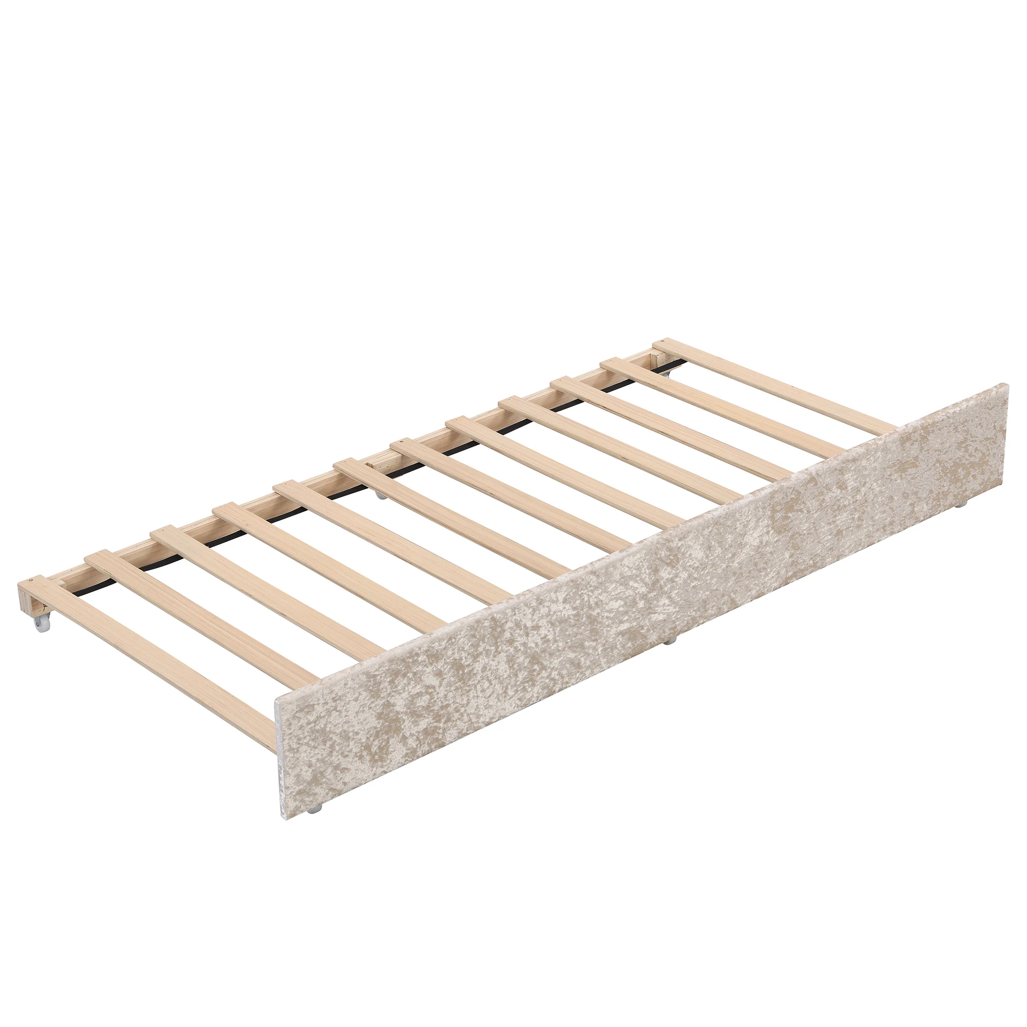 Cama de día de terciopelo de copo de nieve de tamaño doble con Trundle y estantes de almacenamiento integrados, color Beige