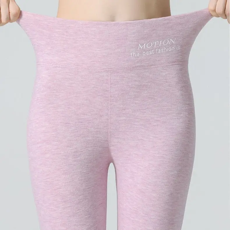 Leggings bege para mulher calças quentes algodão grosso com nervuras bege leggings com lã térmica strech leggings para mulher