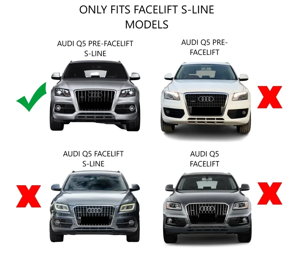 Fog Light Grill Cover For AUDI Q5 S-Line PRE-FACELIFT 2009-2012 8R0807681E 8R0807682E HONEYCOMB Car Accessories Matte Black