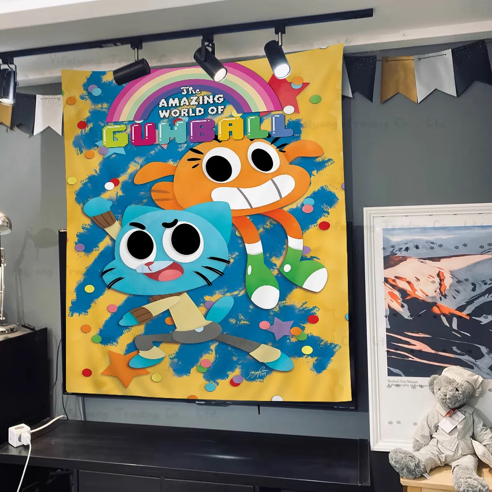 The Amazing Funny W-world Of Gumball Anime Tapestry Hanging Tarot Hippie Wall Rugs Dorm Home Decor