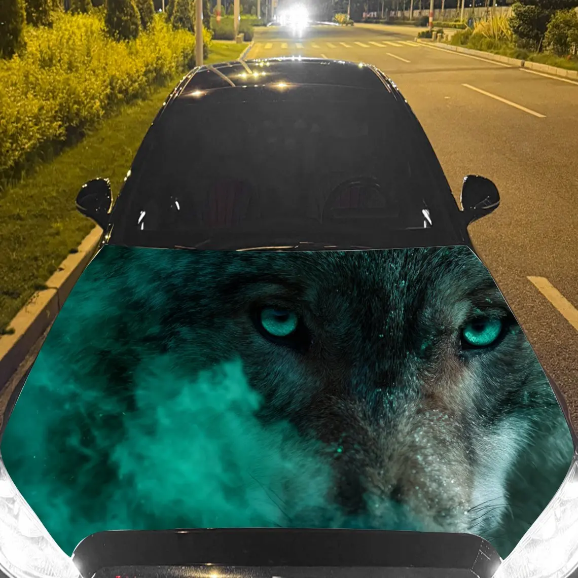 

Mysterious Green Wolf Car Hood Stickers - Self-Adhesive, Waterproof and Durable Vinyl Wrap, Decorate And Protect Your Car, Fit F