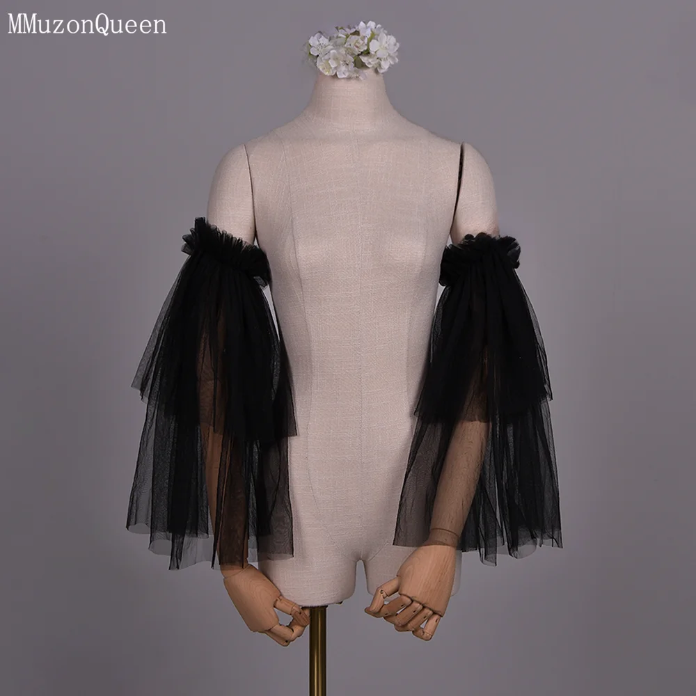 

MMQ MM20 Detachable Bridal Puff Sleeves Wedding Removable Long Sleeves Black Handmade Bridal Arm Decorations DIY Customize