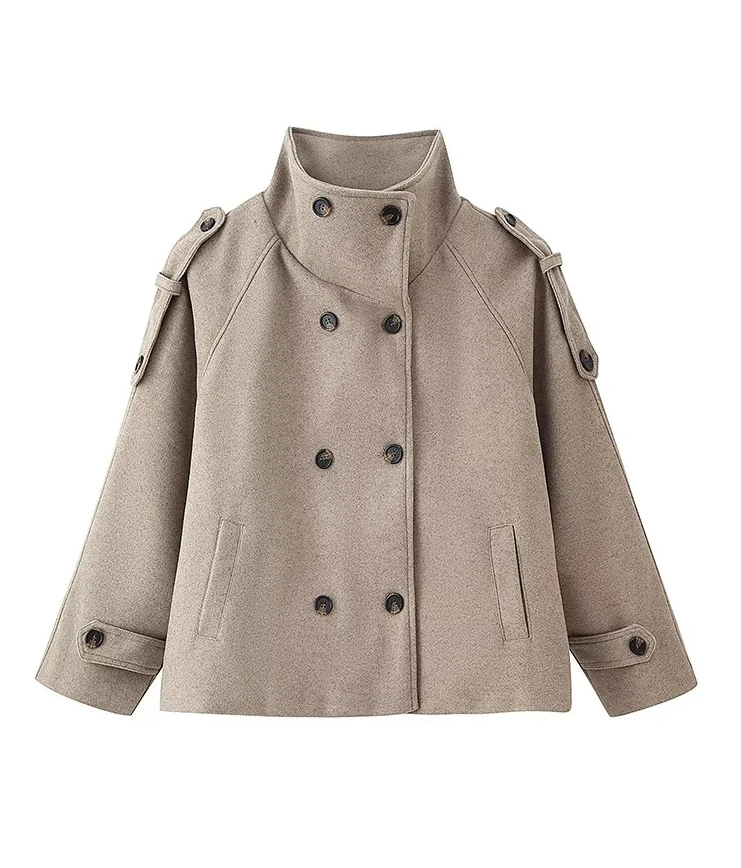 

Coat Solid Pocket Casual Loose Full Sleeve Woolen Jacket Autumn Office Ladies Jackets coats