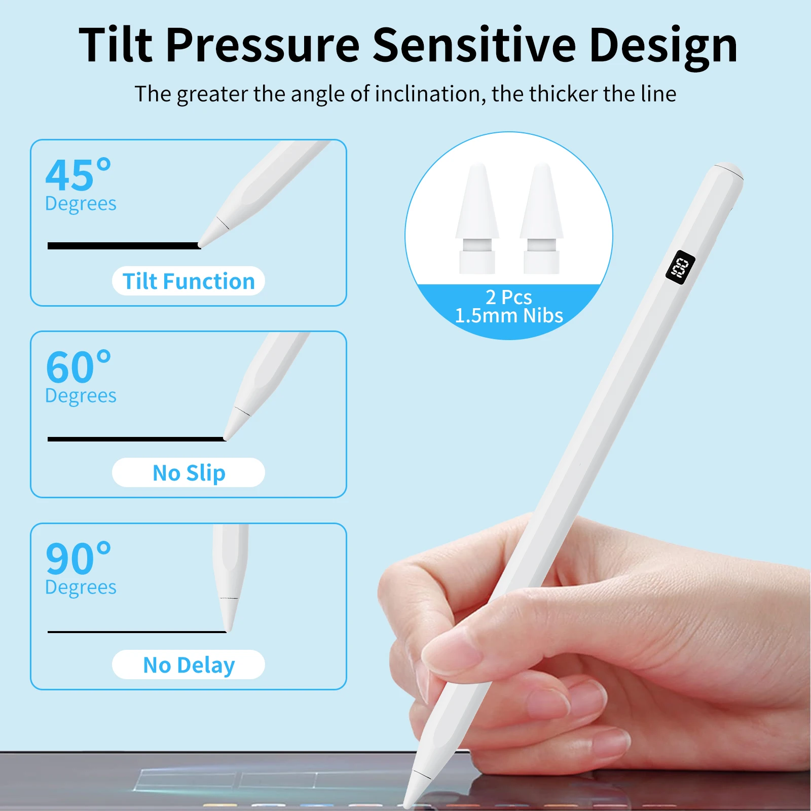 Magnetic Fast Charge Capacitive Stylus Pencil for Apple iPad with Palm Rejection & Tilt Sensitivity for Type C Charging Port #4