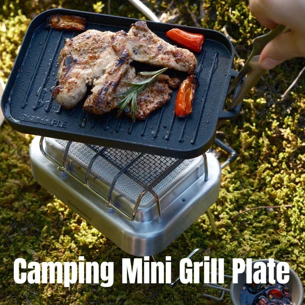 Mini Grill Plate Set Thickened Heat-resistant Non Stick Rectangle Barbecue Versatile Outdoor Camping Grilling Pan
