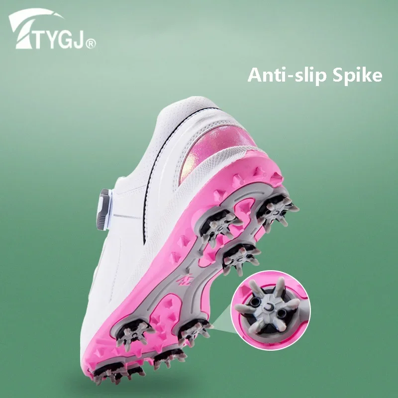 TTYGJ Microfiber Waterproof Golf Shoes Women Anti-skid Spike Golf Sneakers Ladies Lightweight Sports Shoes Training Footwear