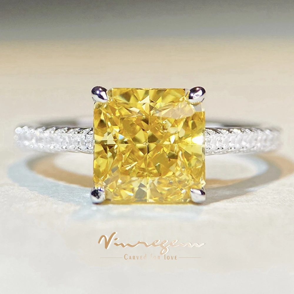 

Vinregem 3CT Crushed Ice Cut Lab Sapphire Citrine Aquamarine Gems 925 Sterling Silver Ring for Women Wedding Engagement Jewelry