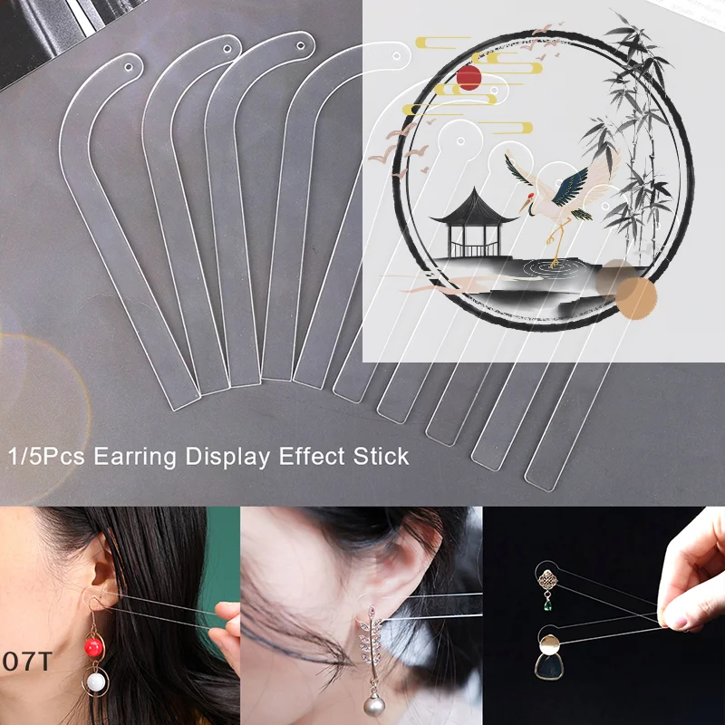 1/5Pcs Clear Acrylic Earring Display Holder Rack Earring Wearing Effect Stick Ear Stud Jewelry Try On Stick