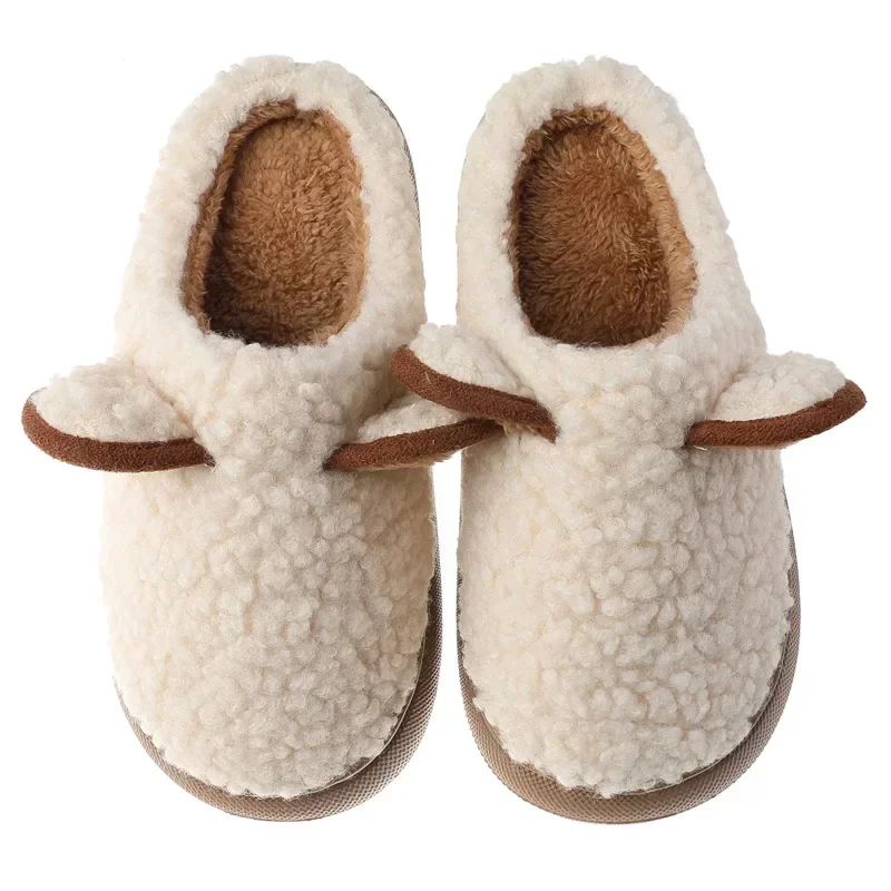 Pantofole calde da donna suola spessa Indoor Home Lover pantofole in cotone invernale Cute Cartoon Ear Soft Plush pantofola da interno maschile