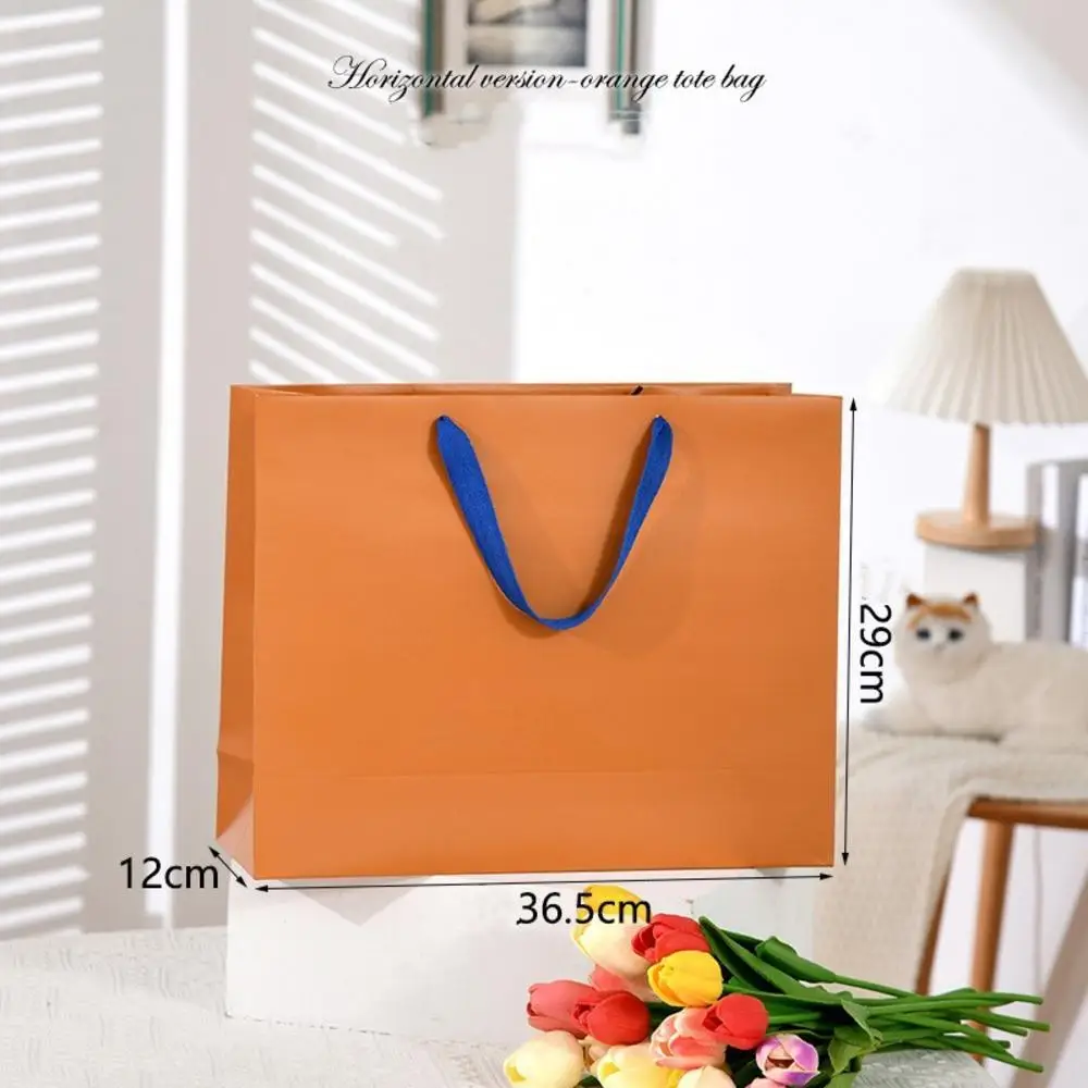 كرافت ورقة شنطة هدايا مقاوم للماء زهرة هدية التعبئة والتغليف حقيبة عيد الميلاد 2024 السنة الجديدة عيد ميلاد الملابس حمل حقيبة شنطة هدايا حقيبة يد 1 قطعة #3