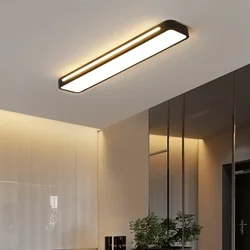 Modern Aisle Chandelier Cloakroom Bedroom Living Room Balcony Corridor Led Light For Ceiling Decor Long Square Black White Lamps