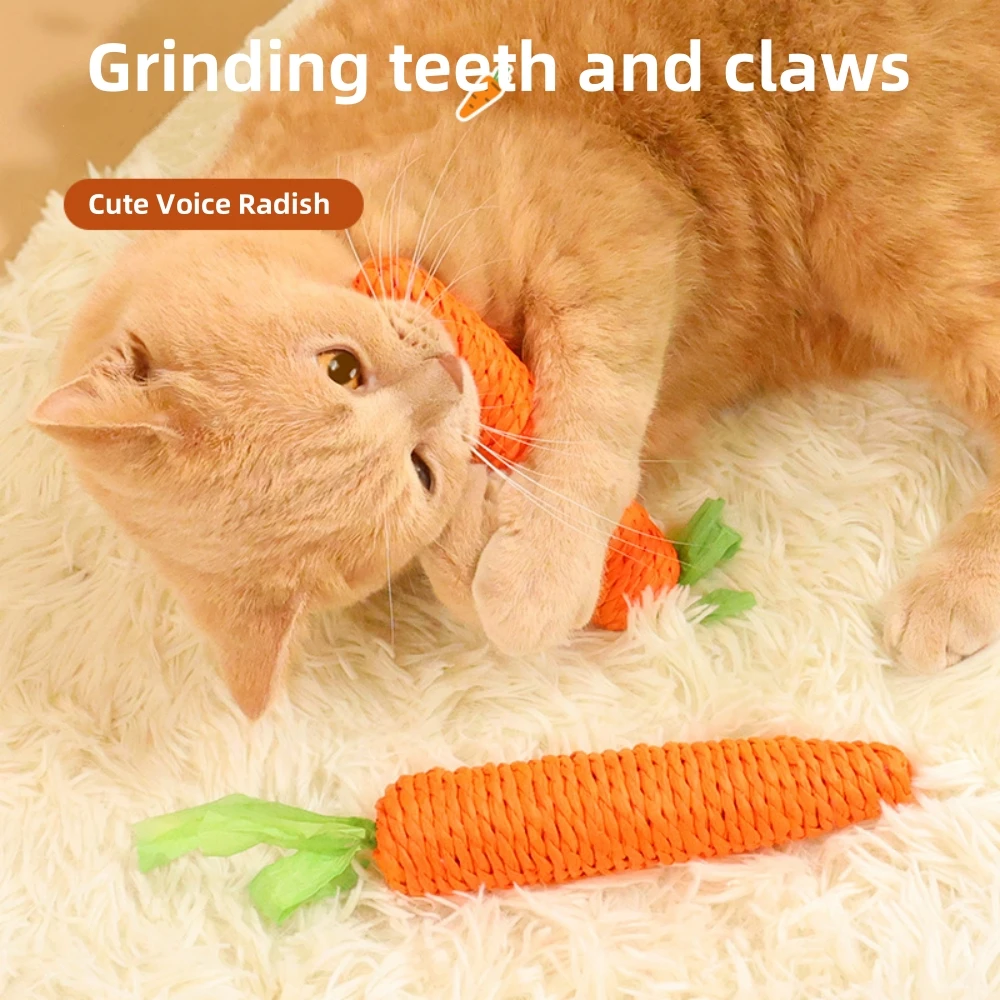 

Cat Toys Sound Carrot Cuddle Cat Stick Since Fun Fun Cat Grinding Teeth and Claws Stick Anti-bite Cat Scratch Board Pet Supplies