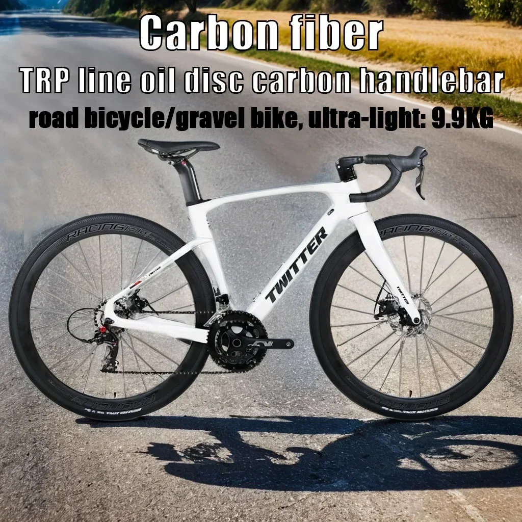 

Carbon Fiber Curved Handlebar Road Bicycle 24 Speed Gravel Bike Internal Cable Routing Full Oil Disc Brake Road Racing Bicicleta