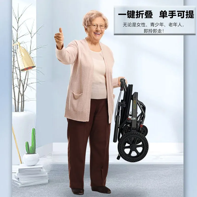 Wheelchair for the elderly, lightweight folding, easy to carry on the plane, hand push, disabled care walker