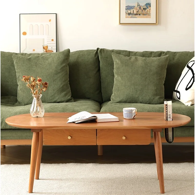 Solid wood coffee table with storage space - multi-functional design, suitable for small apartments