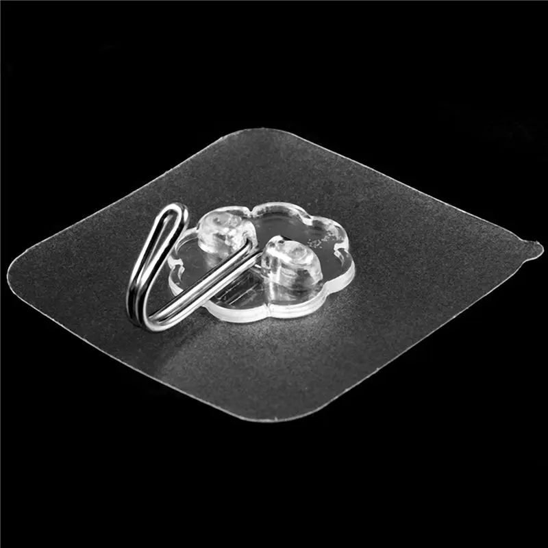 AT63-100 Packs Reusable Adhesive Hooks,Transparent Heavy Duty Wall Hooks With No Scratch, Waterproof And Oilproof