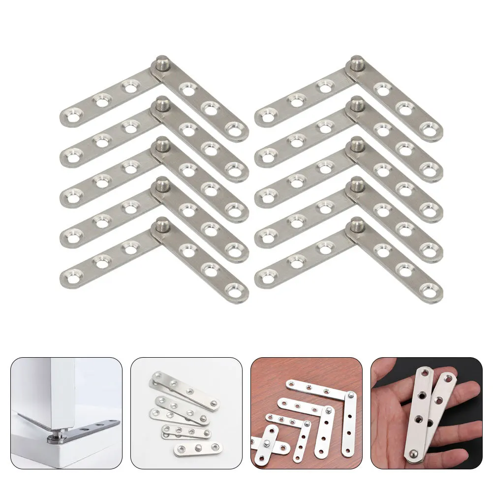 

10pcs Stainless Steel Hidden Hinges 360 Degree Rotating Pivot For Cabinet Door Windows Cupboard Mounting Heavy Duty