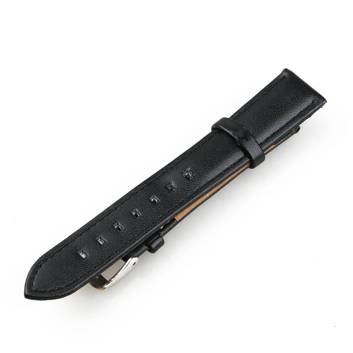 

Watch Band 18Mm Black Replacement Strap For Men Stainless Steel Buckle Durable Glove Grain Band
