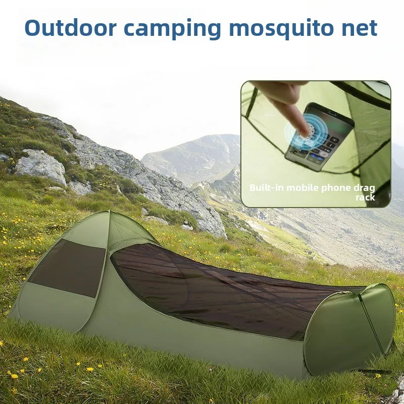 

2s Quick Open Sleeping Bag, Portable Outdoor Camping Mosquito Net, Moisture-proof Anti Bug Sleep Gear for Hiking Camping