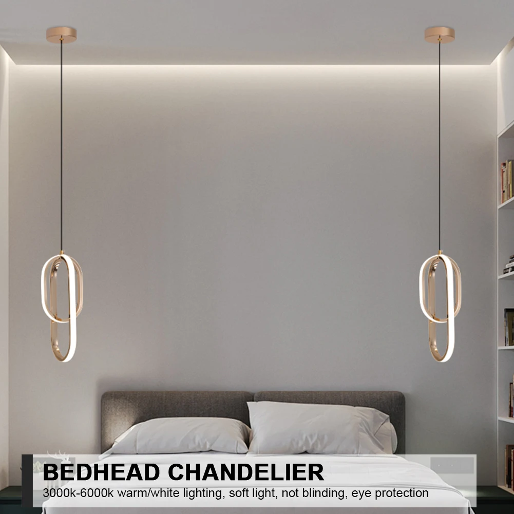 

Modern Minimalist LED Pendant Lights Chandelier For Bedroom Living Room Decor Hanging Lamp Suspensions Metal Bedside Lamp