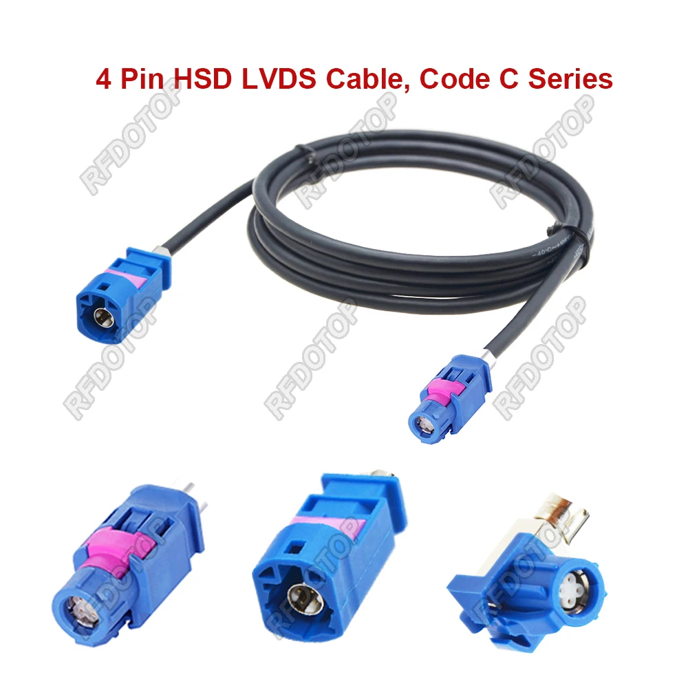 RFDOTOP 4 Pin HSD LVDS Code C Male Plug to Female Jack Connector 535 4-Core Cable Vehicle Signal Transmission Shielded Cable