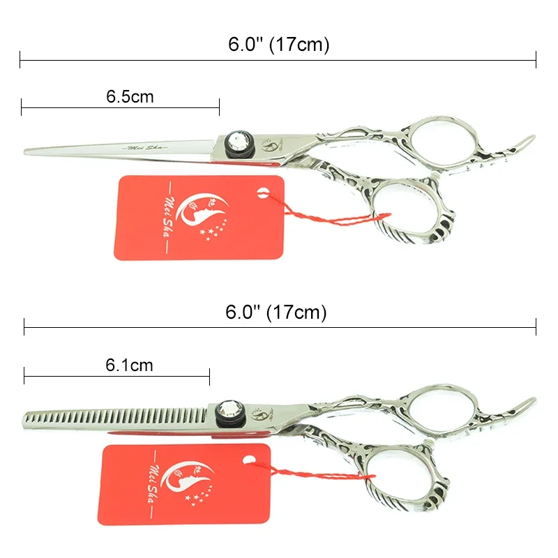 6 بوصة صالون مقص عر اليابان 440C الصلب الحلاق المهنية تصفيف الشعر مقصات القطع ترقق كليبرز الجمال أداة A0073A #6