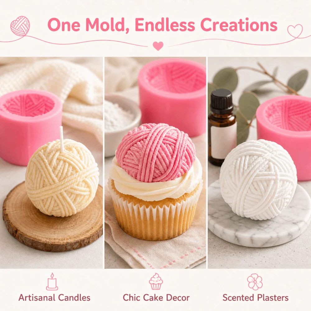 Silicone Silicone Candle Mold Wool Ball Texture Aromatherapy Grade Chocolate Silicone Mold Fondant Compatible Three Dimensional