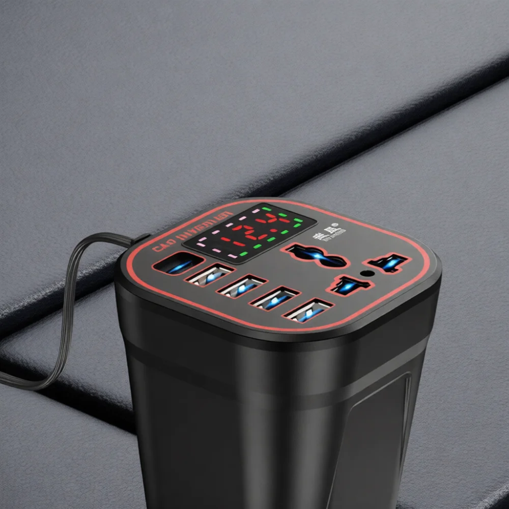 12V 24V Car Power Inverter To 220V Voltage Converter Charger Socket USB Quick Charge Digital Display Portable Auto Device