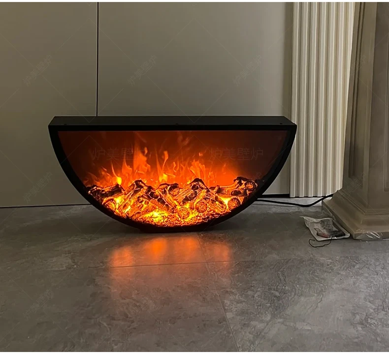 round electronic fireplace Embedded simulation flame decoration Living room hanging