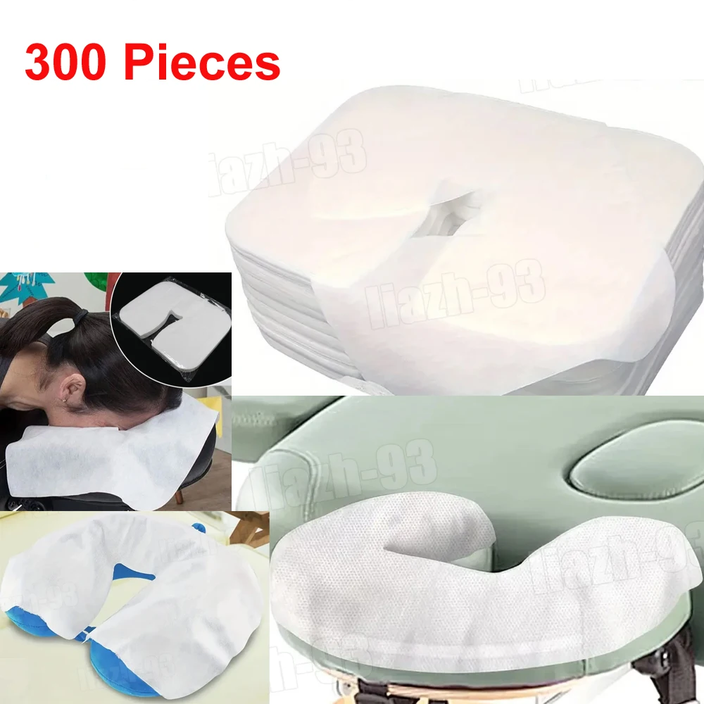 300Pcs Disposable Non-Woven Headrest Pillow Paper Beauty Spa Salon Bed Table Cover Massage Face Cradle Table Head Rest Covers