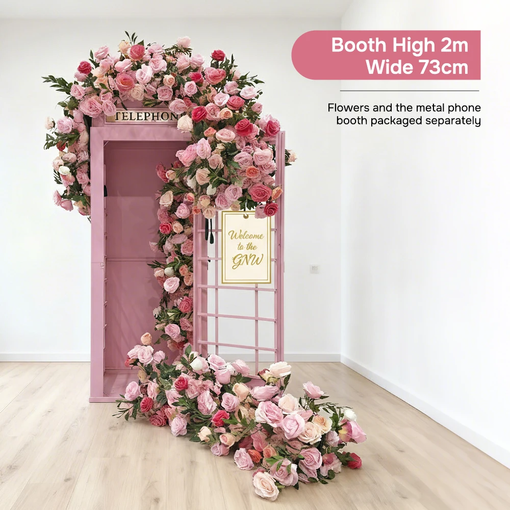 GNW Customized Silk Flower Arrangement Telephone Booth For Wedding And Events Decoration With Easy Assembly Customizable Size