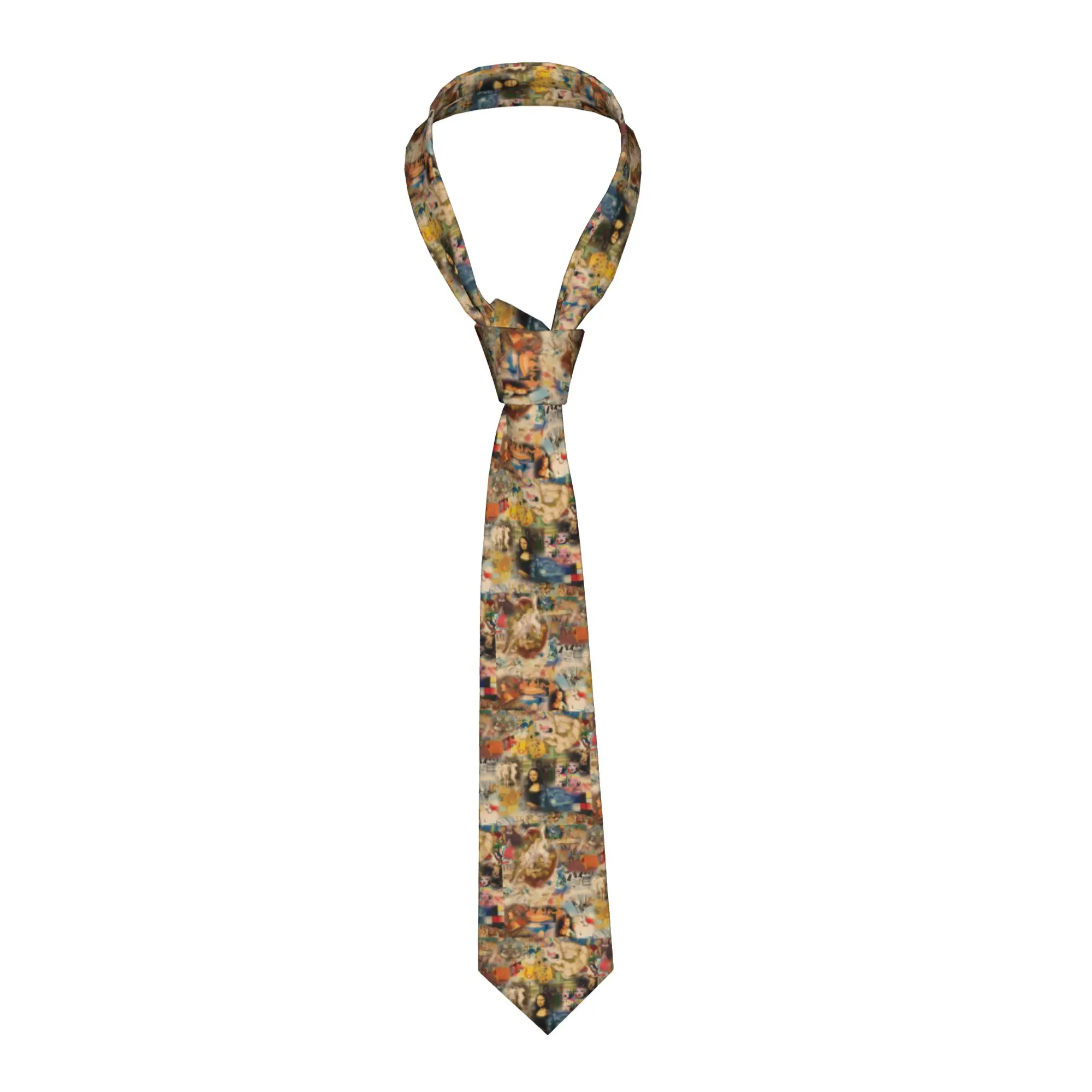 Van Gogh History of Art Ties for Men Formal Da Vinci Mona Lisa Picasso Painting Silk Office Neckties
