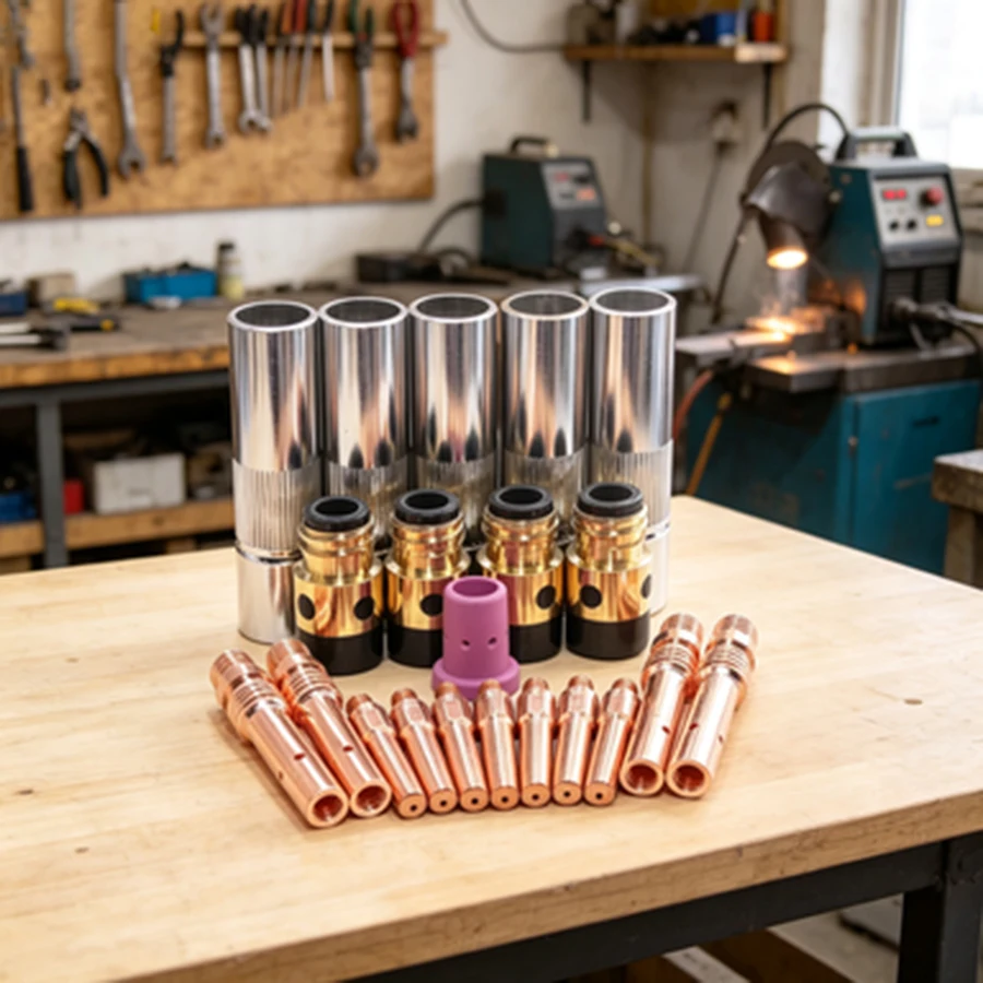 350A MIG MAG Welding Torch Accessory Set 45PCS, Protective Cup Gas Diffuser Insulation & Contact Tips for CO2 Welder Tools
