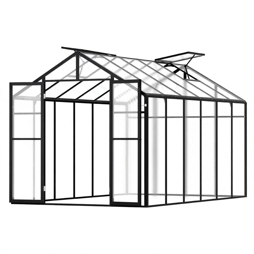 PC Double Doors 2x3x2m Modern Walk-in Tunnel Garden Greenhouse Aluminum Frame Eco-Friendly Hydroponic Grow Easily Assembled