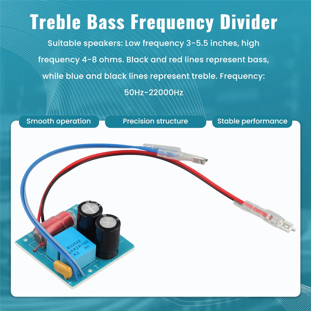 Divisor de frequência de alto-falante de áudio de 2 vias 60W agudos graves TWS 2 unidades acessório crossover